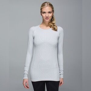 Lululemon Rest Less Pullover Heathered Silver Spoon Knit Size 2
